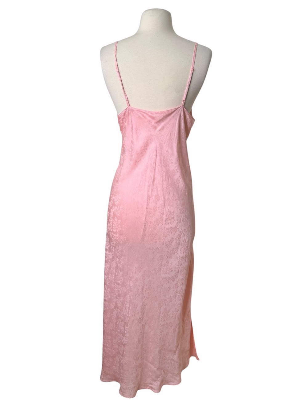 VINTAGE SILK PINK FLORAL MAXI SLIP DRESS. Size Large . - Picture 6 of 8